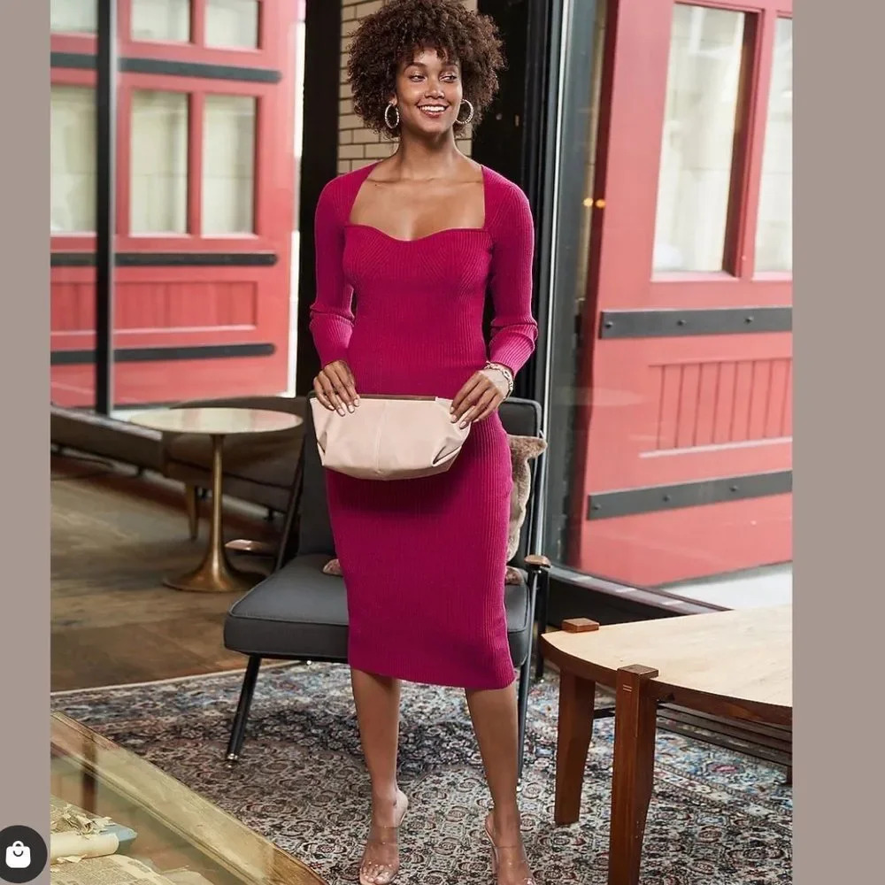 Express sweetheart neckline sweater dress - Picture 4 of 7